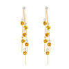 Boucles d'oreilles longues à pompons roses marron pour femmes