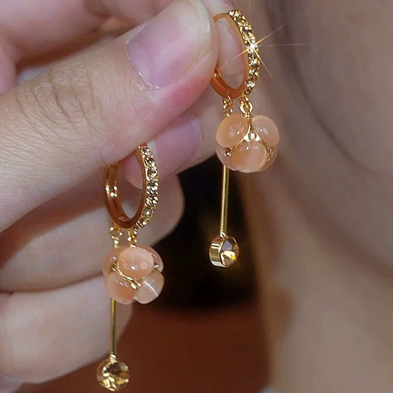 New Diamond Ball Long French Tassel Earrings for Women