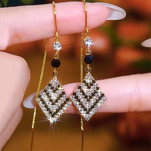 Exquisite Houndstooth Diamond Earrings Women's Accessories
