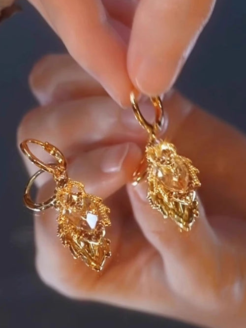 Champagne Maple Leaf Earrings Versatile Women's Accessories