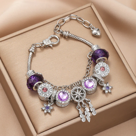 Bracelet attrape-rêves violet, bijoux de Noël, cadeau