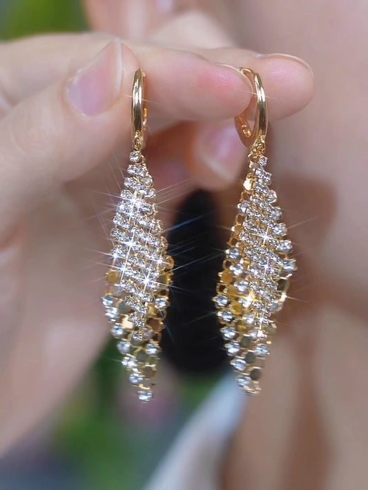 Full Diamond Double-Layer Diamond Earrings Women'S Accessories