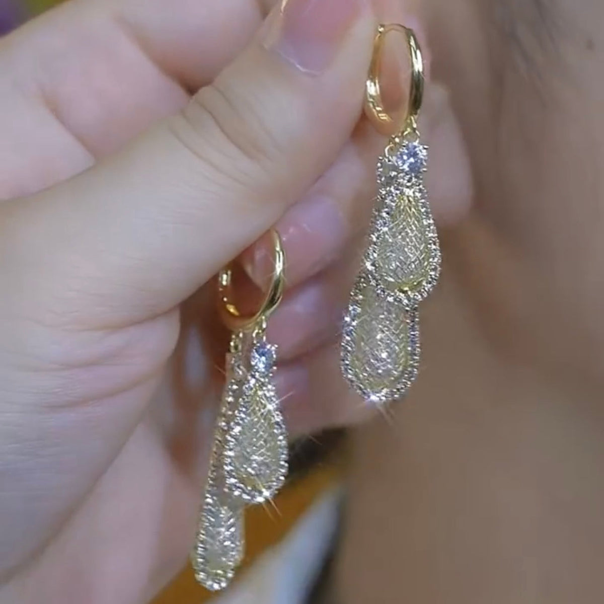 Boucles d'oreilles fantaisie en forme de goutte