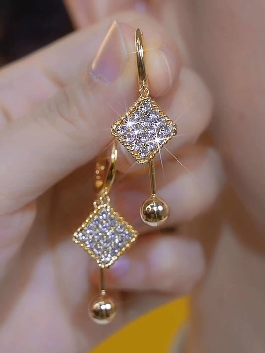 Square Zircon Tassel Earrings Women'S Accessories