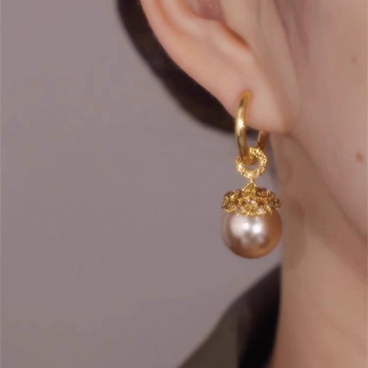 Boucles d'oreilles élégantes en perles de champagne pour femmes