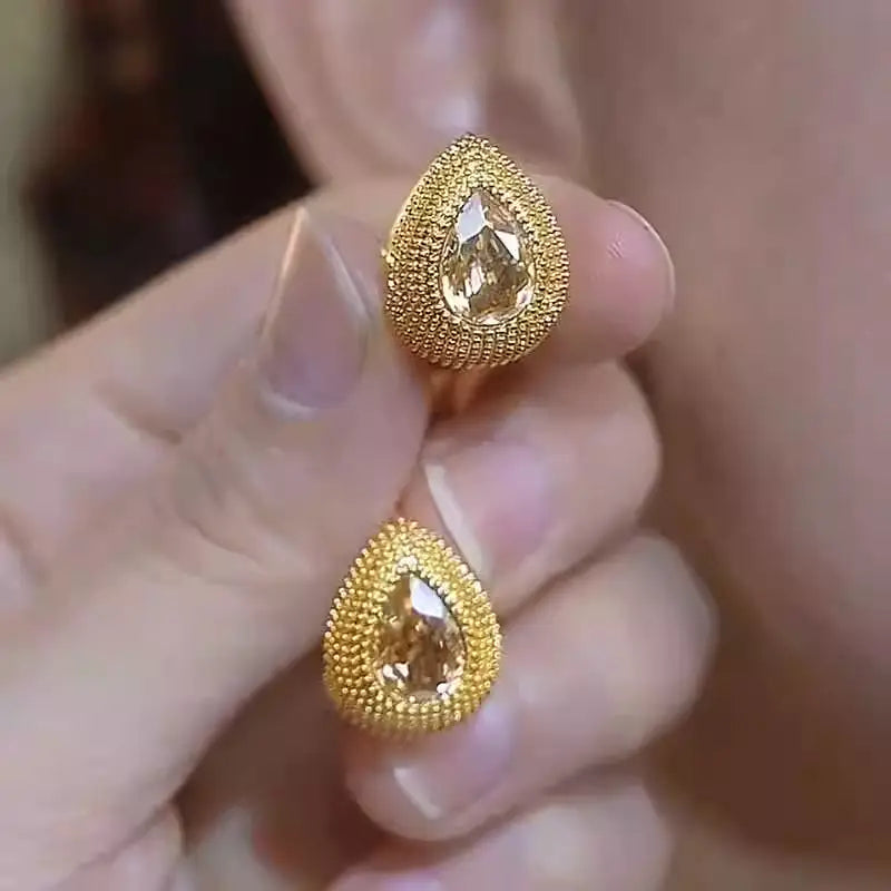 Golden Durian Water Drop Earrings for Women