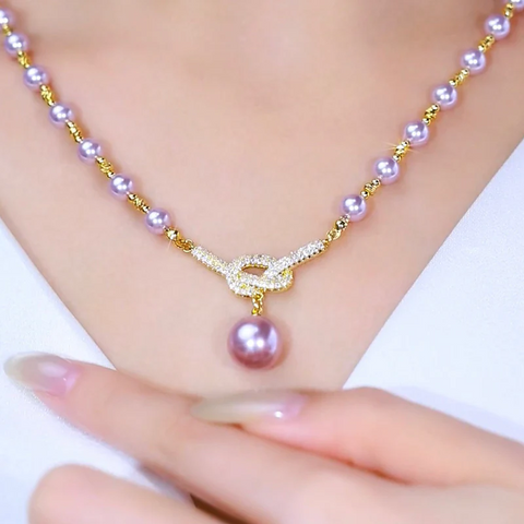 Collier de perles violettes pour femme