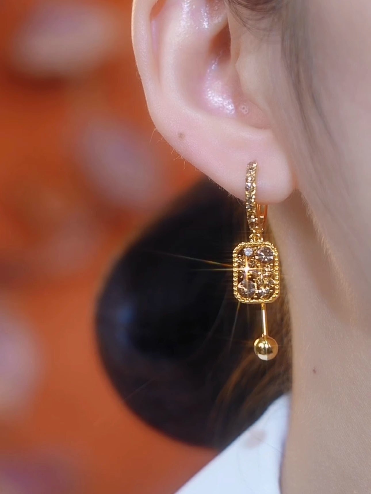 Boucle d'oreille carré en diamant