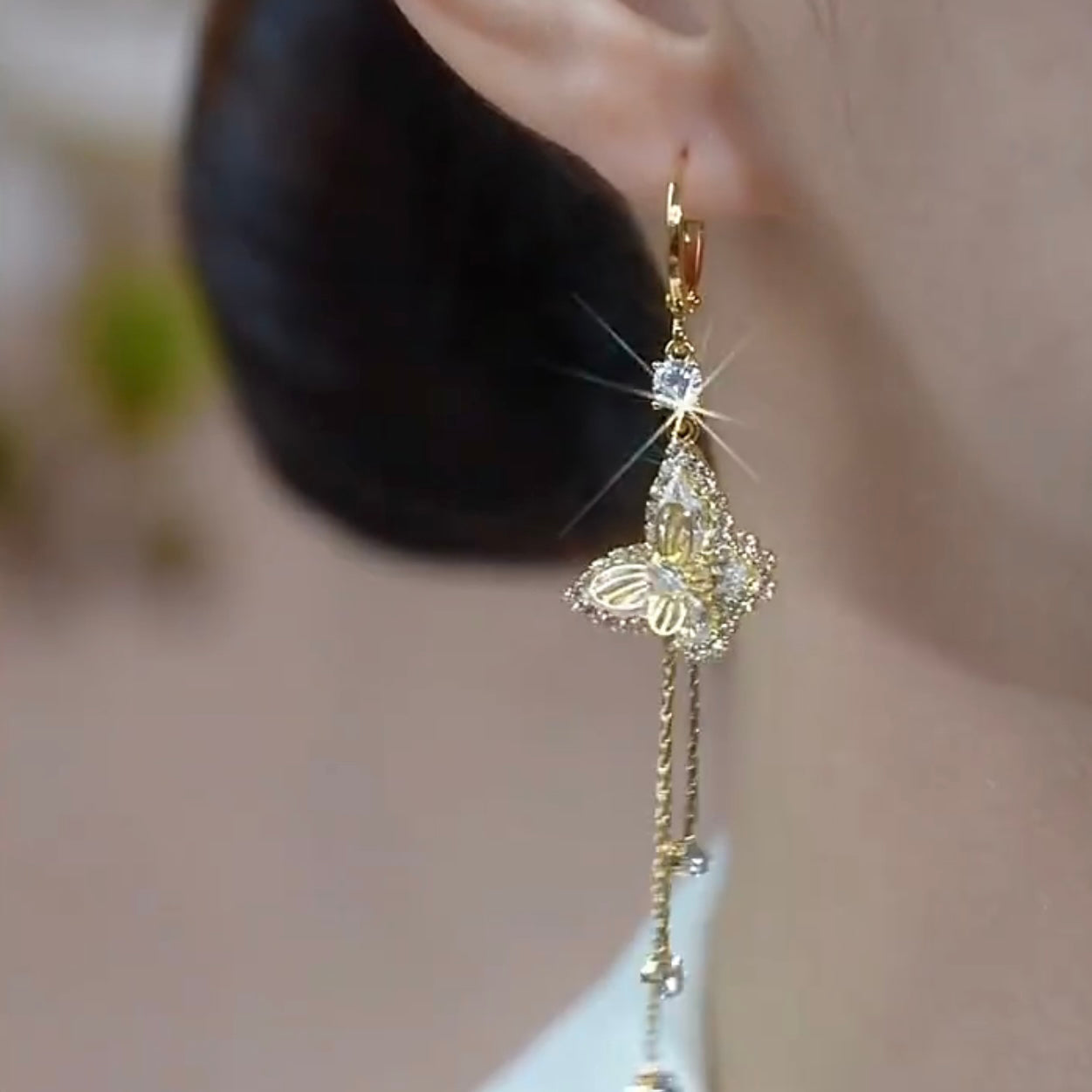 Boucles d'oreilles papillon micro-incrustées