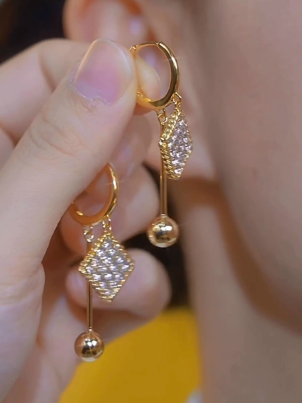 Square Zircon Tassel Earrings Women'S Accessories