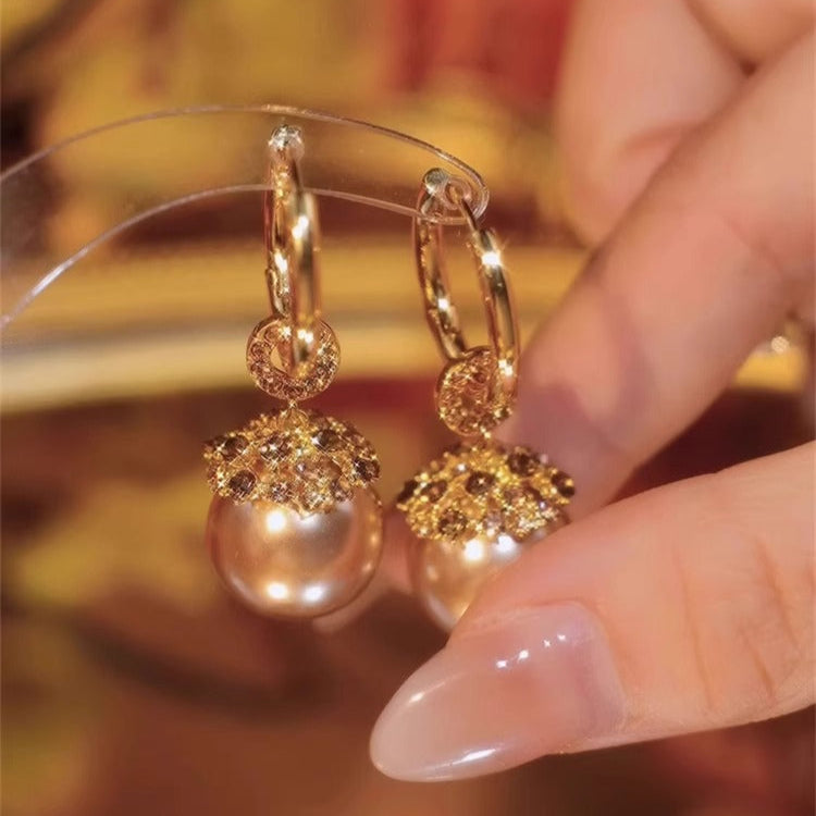 Champagne Elegant Pearl Earrings for Women