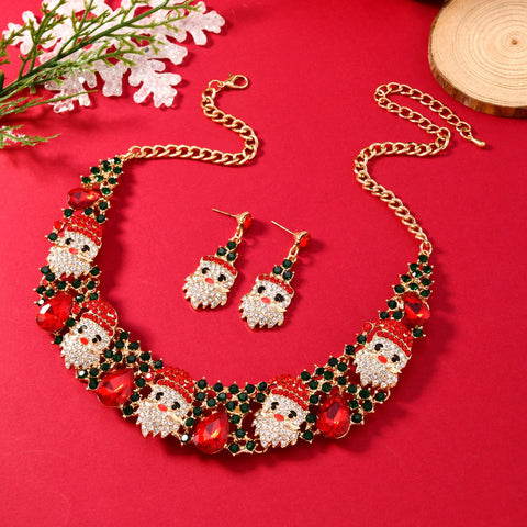Ensemble de bijoux de Noël à la mode avec collier et boucles d'oreilles en père noël