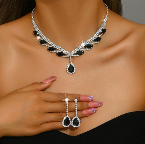 Coffret cadeau de bijoux de luxe pour femme, collier, boucles d'oreilles et diamants