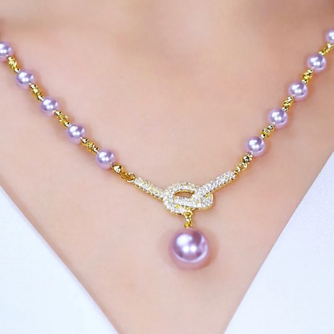 Collier de perles violettes pour femme