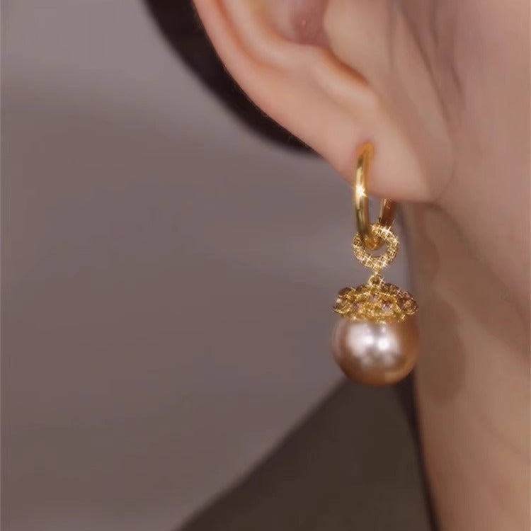 Boucles d'oreilles élégantes en perles de champagne pour femmes