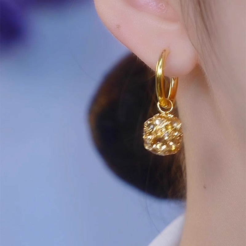 Boucles d'oreilles boules en zircon doré à la mode pour femmes