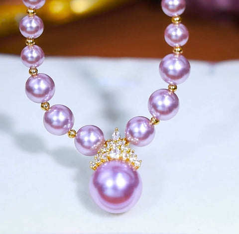 Bracelet tendance avec pendentif en perles de diamant violet pour femme