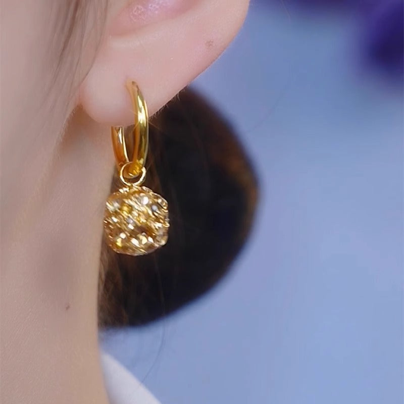 Boucles d'oreilles boules en zircon doré à la mode pour femmes