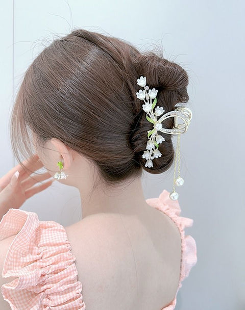 Pince à cheveux en perles de muguet, pince à cheveux arrière de la tête, accessoires pour cheveux