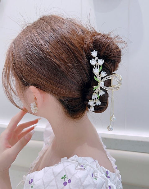 Pince à cheveux en perles de muguet, pince à cheveux arrière de la tête, accessoires pour cheveux