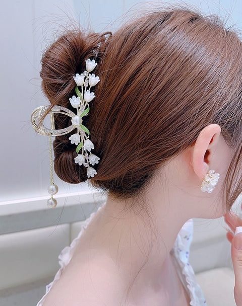 Pince à cheveux en perles de muguet, pince à cheveux arrière de la tête, accessoires pour cheveux