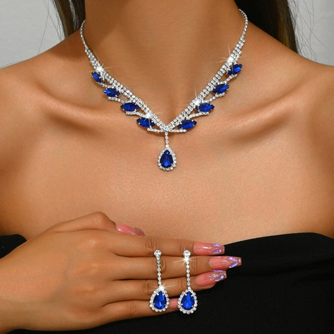 Coffret cadeau de bijoux de luxe pour femme, collier, boucles d'oreilles et diamants