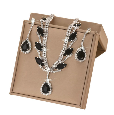 Coffret cadeau de bijoux de luxe pour femme, collier, boucles d'oreilles et diamants