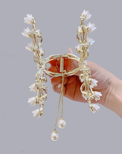 Pince à cheveux en perles de muguet, pince à cheveux arrière de la tête, accessoires pour cheveux