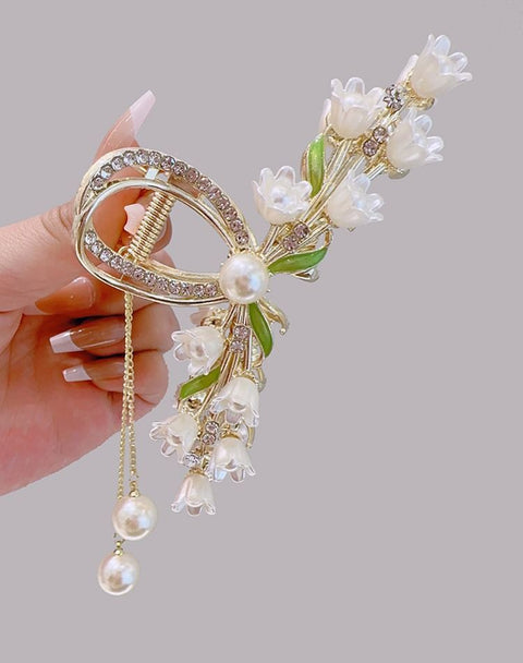 Pince à cheveux en perles de muguet, pince à cheveux arrière de la tête, accessoires pour cheveux