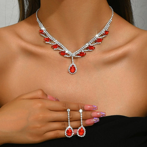 Coffret cadeau de bijoux de luxe pour femme, collier, boucles d'oreilles et diamants