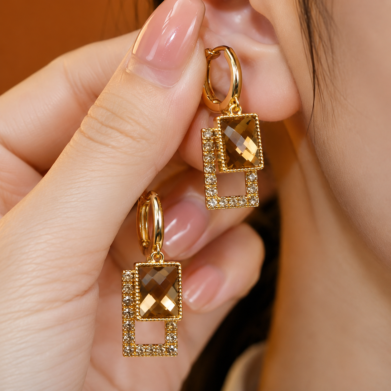 Boucles d'oreilles Carré Praliné - Shayning™ 🟣✨