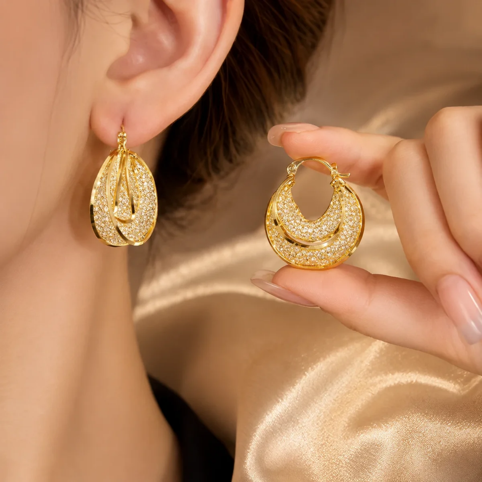 Boucles d'oreilles Liora Tissée d’Or - Shayning™ 🟣✨