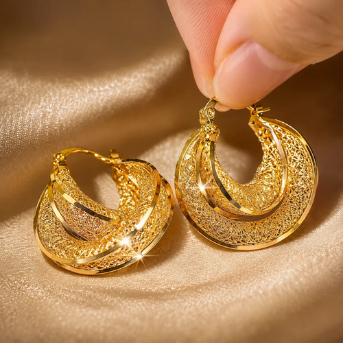Boucles d'oreilles Liora Tissée d’Or - Shayning™ 🟣✨