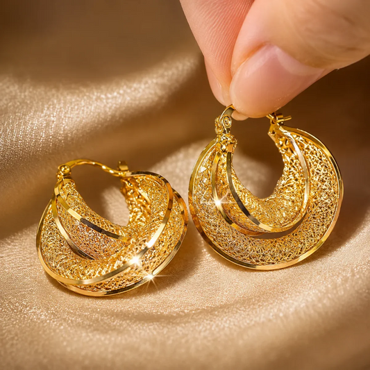 Boucles d'oreilles Liora Tissée d’Or - Shayning™ 🟣✨