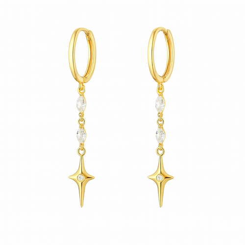 Boucles d'oreilles pendantes en forme d'étoile plaquées or