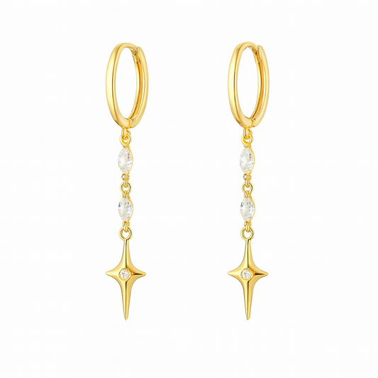 Boucles d'oreilles pendantes en forme d'étoile plaquées or