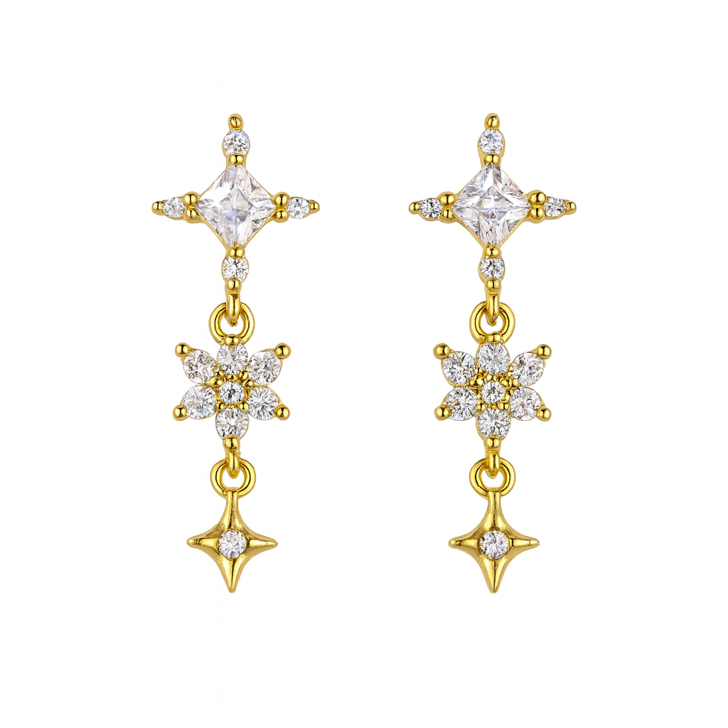 Boucles d'oreilles croix en diamant plaqué or