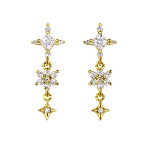 Boucles d'oreilles croix en diamant plaqué or