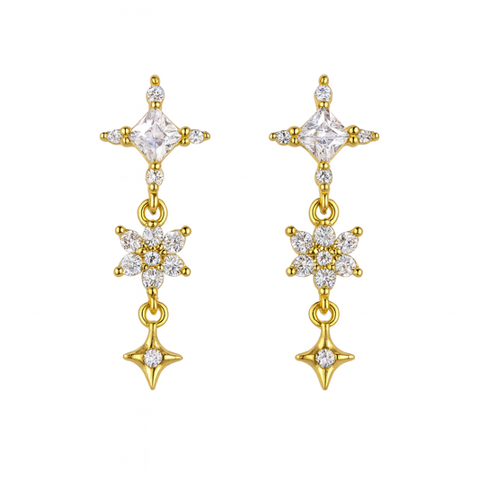 Boucles d'oreilles croix en diamant plaqué or