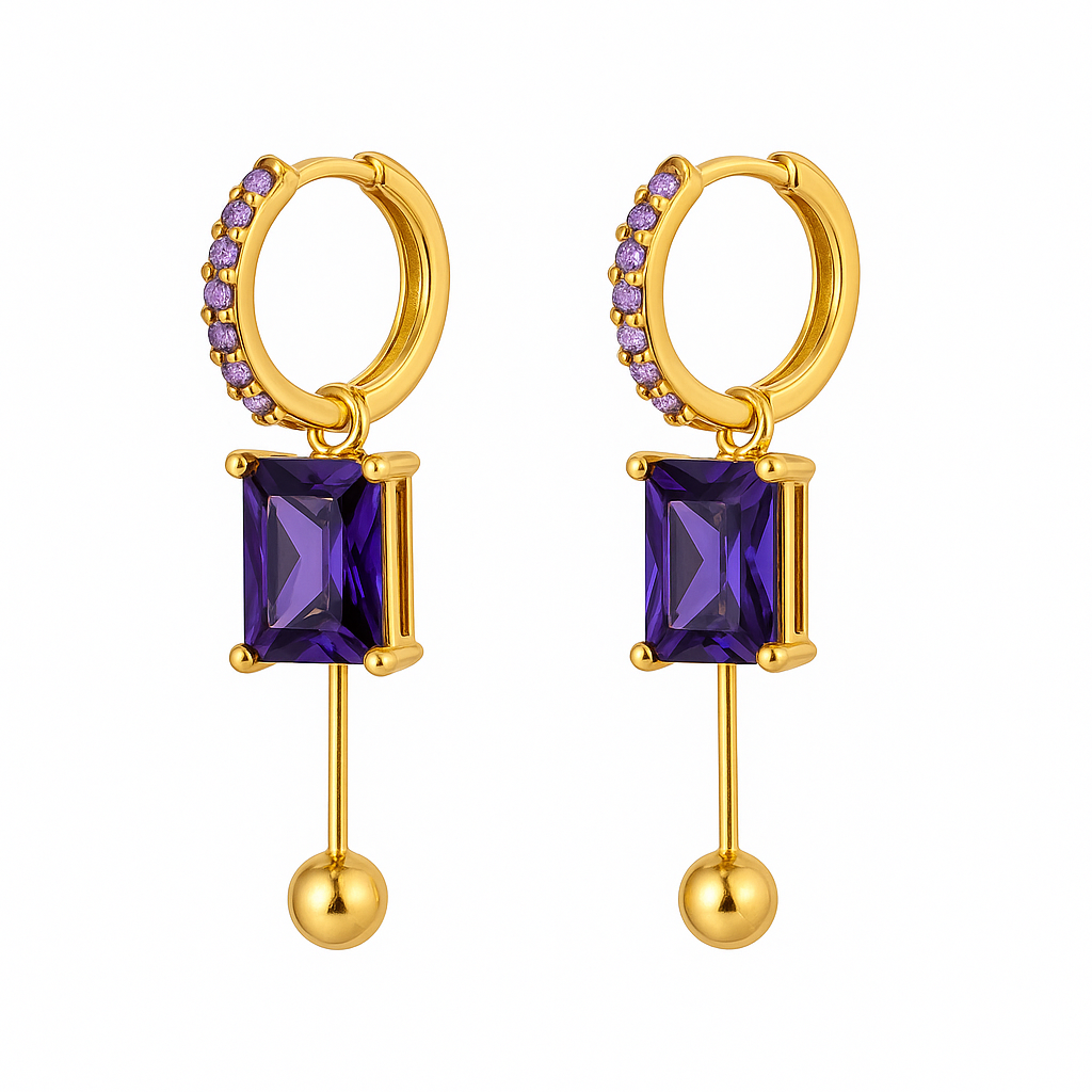 Boucles d'oreilles pendante Purple Divana - Shayning™ ✨