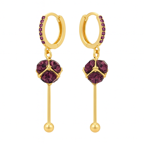 Boucles d'oreilles en cristal boule de diamant violet
