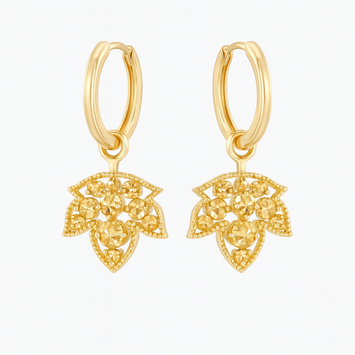 Boucles d'oreilles feuille d'érable en diamant brun