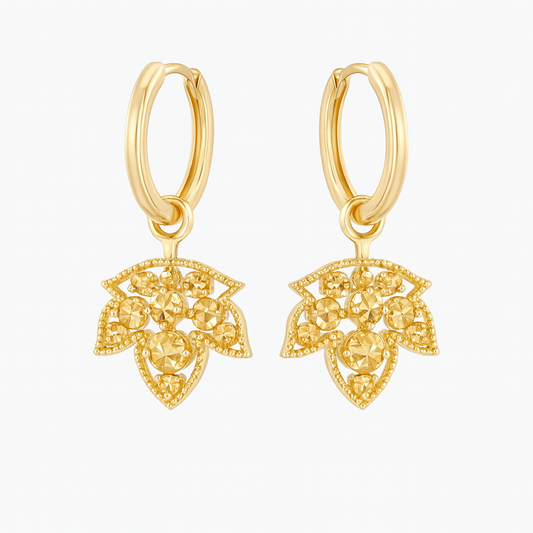 Boucles d'oreilles feuille d'érable en diamant brun