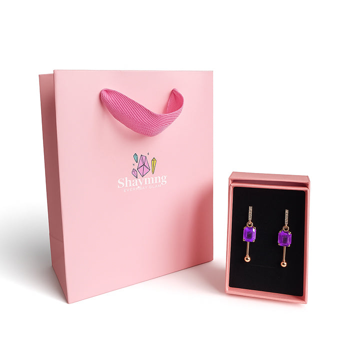 Boucles d'oreilles pendante Purple Divana - Shayning™ ✨