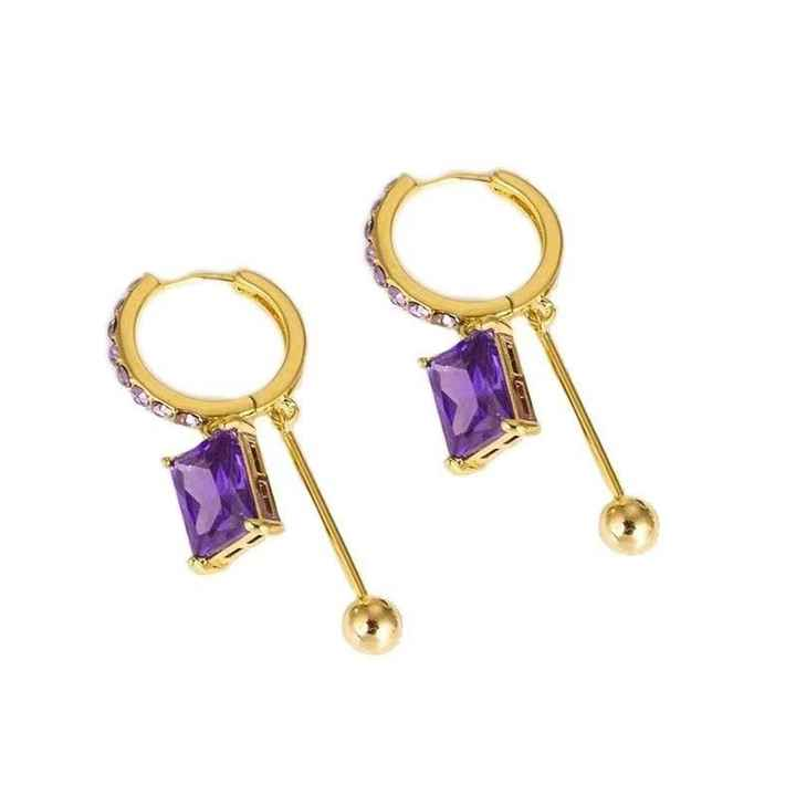 Boucles d'oreilles pendante Purple Divana - Shayning™ ✨