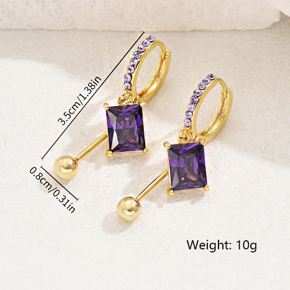 Boucles d'oreilles pendante Purple Divana - Shayning™ ✨