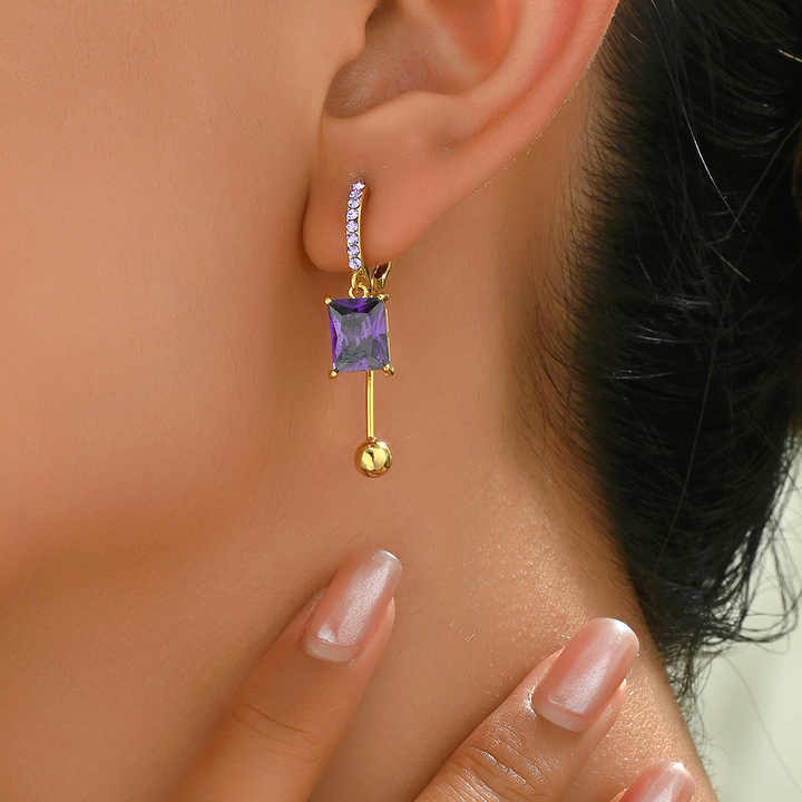 Boucles d'oreilles pendante Purple Divana - Shayning™ ✨