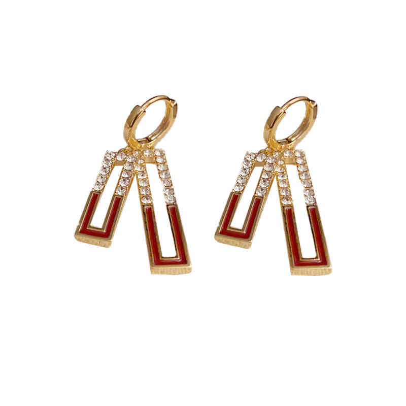 Simple And Fashionable Advanced Geometric Zircon Oil Drop Earrings