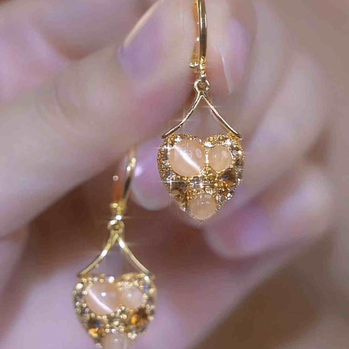 Women'S Exquisite Earrings With Full Diamond Heart