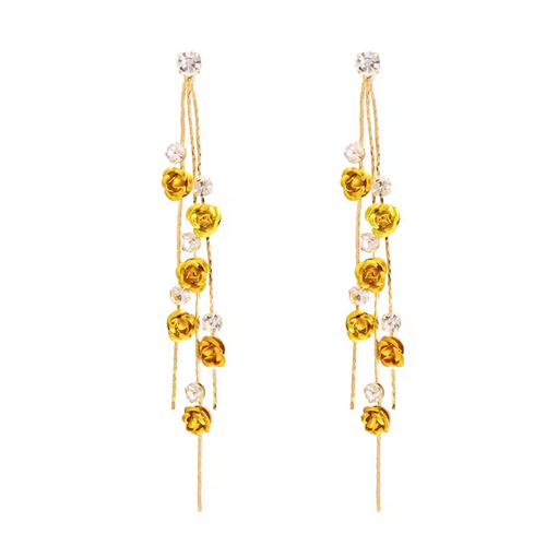 Boucles d'oreilles longues à pompons roses marron pour femmes